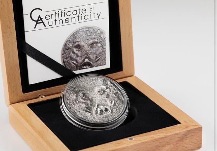 Mongolia. 500 Togrog Wild Boar - Sus Scrofa - Wildschwein Mongolei 1 oz (.999)