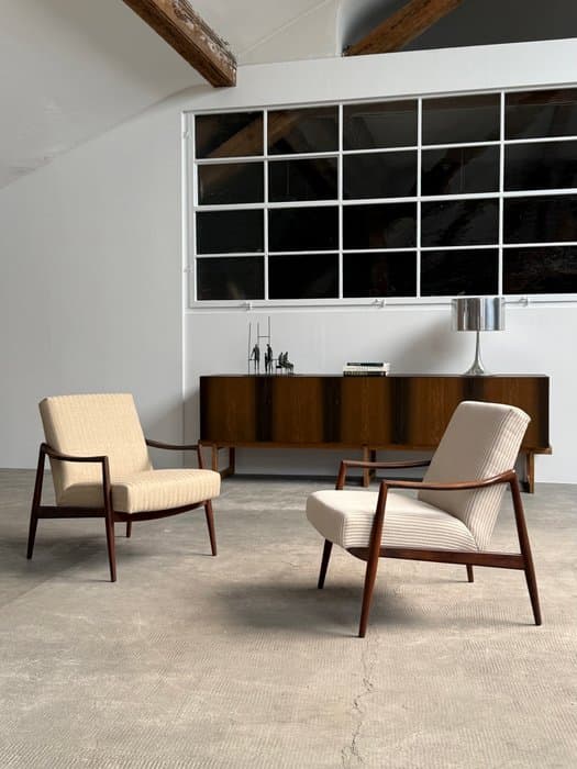 Lübke & Rolf - Gustav Herkströter - Armchair (2) - Teak, Linen - Pierre Frey