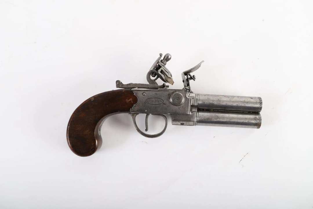 UK - DOUBLE FLINTLOCK BOXLOCK PISTOL. - Lot 31