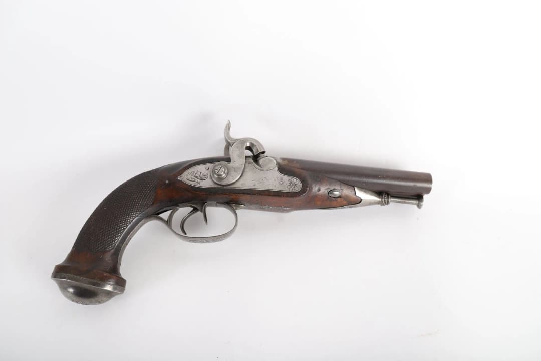 DOUBLE-BARRELED FULMINATE CAP VENERIE PISTOL. - Lot 28