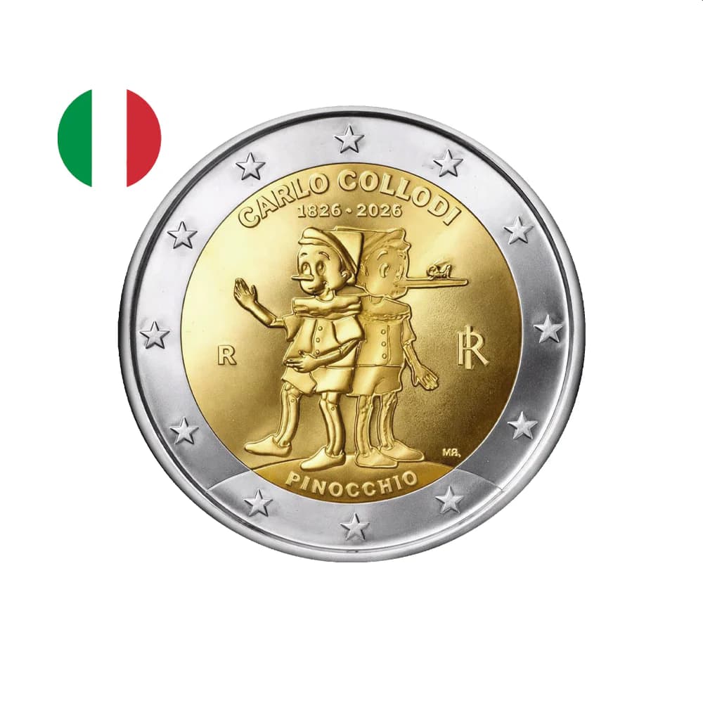 Italie 2026 - 2 Euros Commémorative - Pinocchio - BE Polissage Inversé