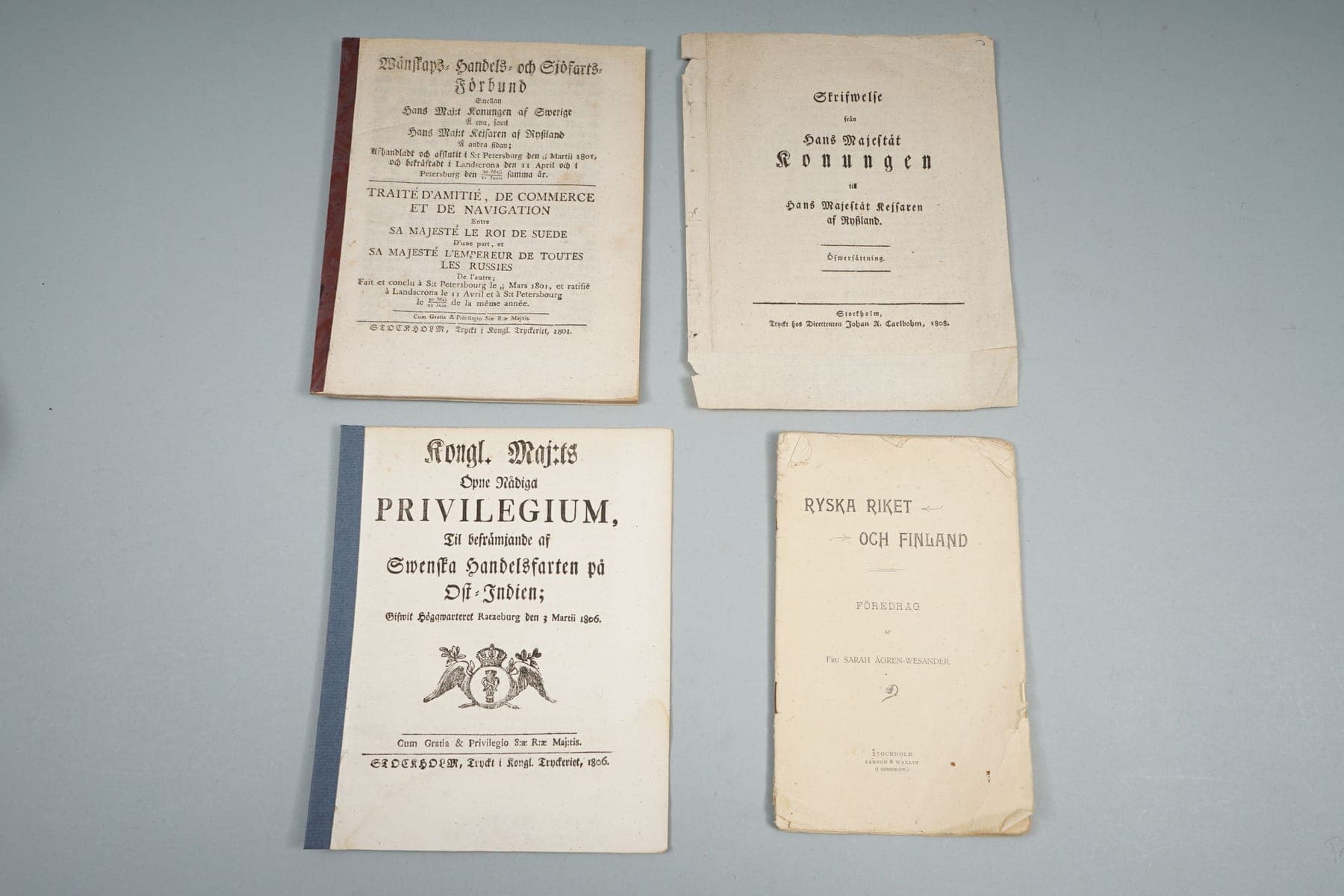 ! 3 kpl GUSTAF ADOLPH, sopimusta ja asiakirjaa 1801-1808 ja Ryska