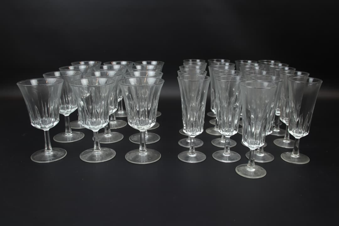 Copas de vino y champán, 12+21 artículos.