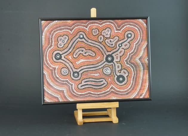 Olja på Duk, Doongal Aboriginal Art, "Goanna Hunting" Dahru.