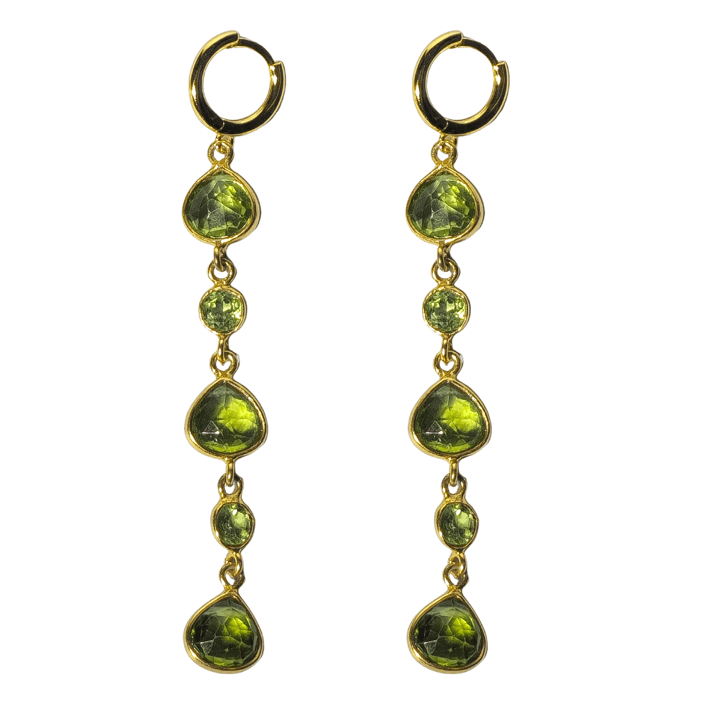 Pendientes en plata con baño de oro y peridotos.