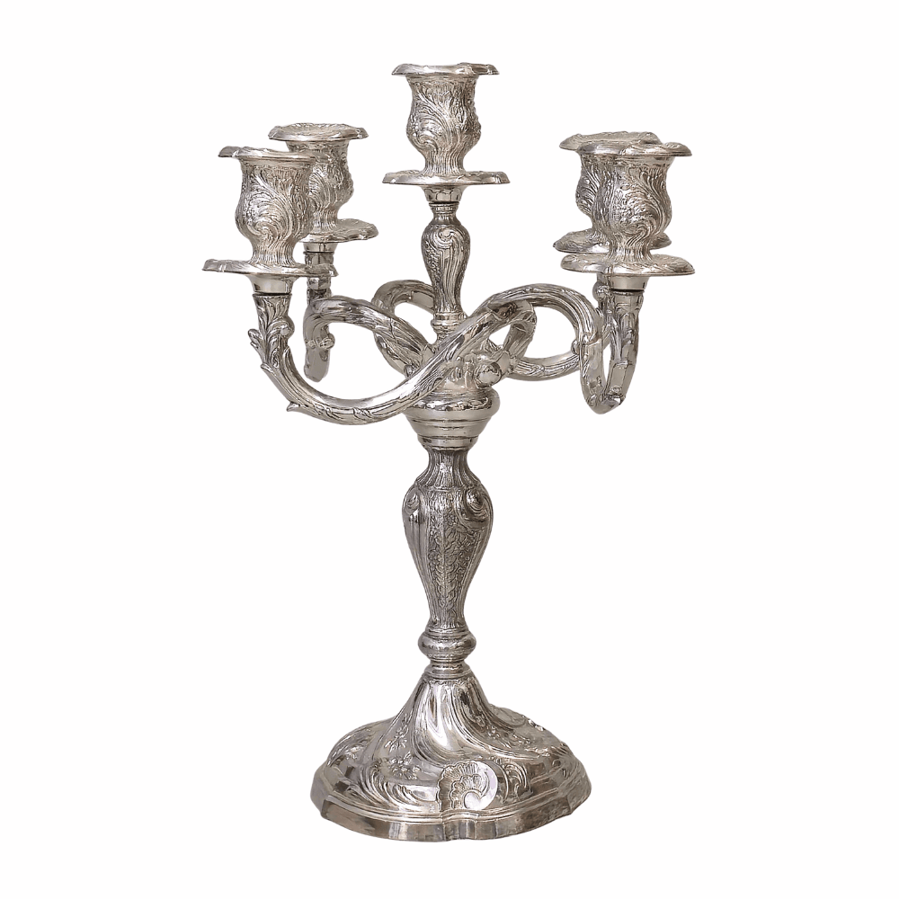 PEDRO DURÁN. Candelabros de cinco luces en plata punzonada 925.