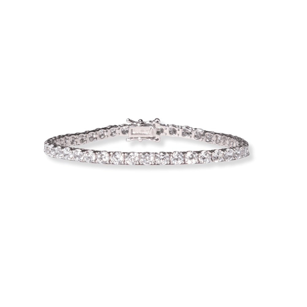 PULSERA RIVIERA EN PLATA Y CIRCONITAS.