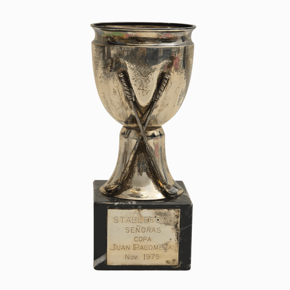 Pequeño trofeo de golf en plata.