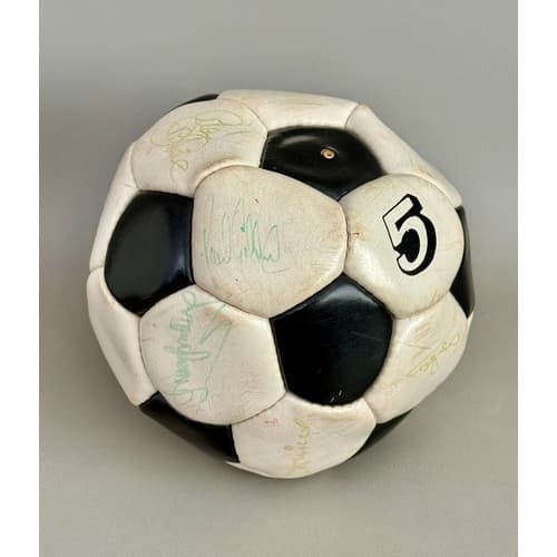 A vintage England international team signed leather football...