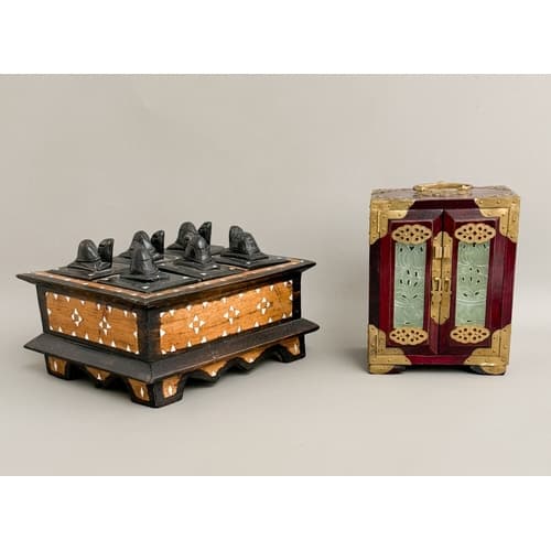 An Indian hardwood and mother of pearl inlay tea box - with ...