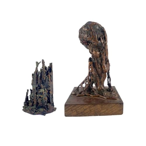 A copper smelt candle. 19th century, or earlier, probably We...