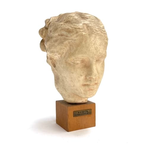 A vintage Greek ceramic bust of the goddess Hygieia, 22.5cmH
