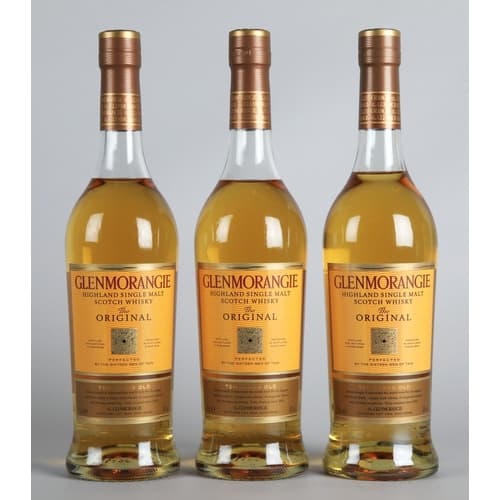Three bottles of Glenmorangie Highland single malt scotch wh...