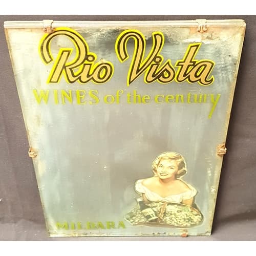MID CENTURY RIO VISTA WINE ADVERTISING MIRROR the mirror wit...