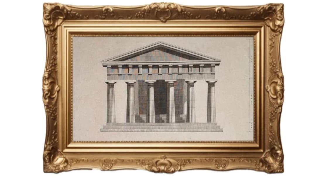 Architectural engraving - Elevation of the Hexastyle Peripteral Temple