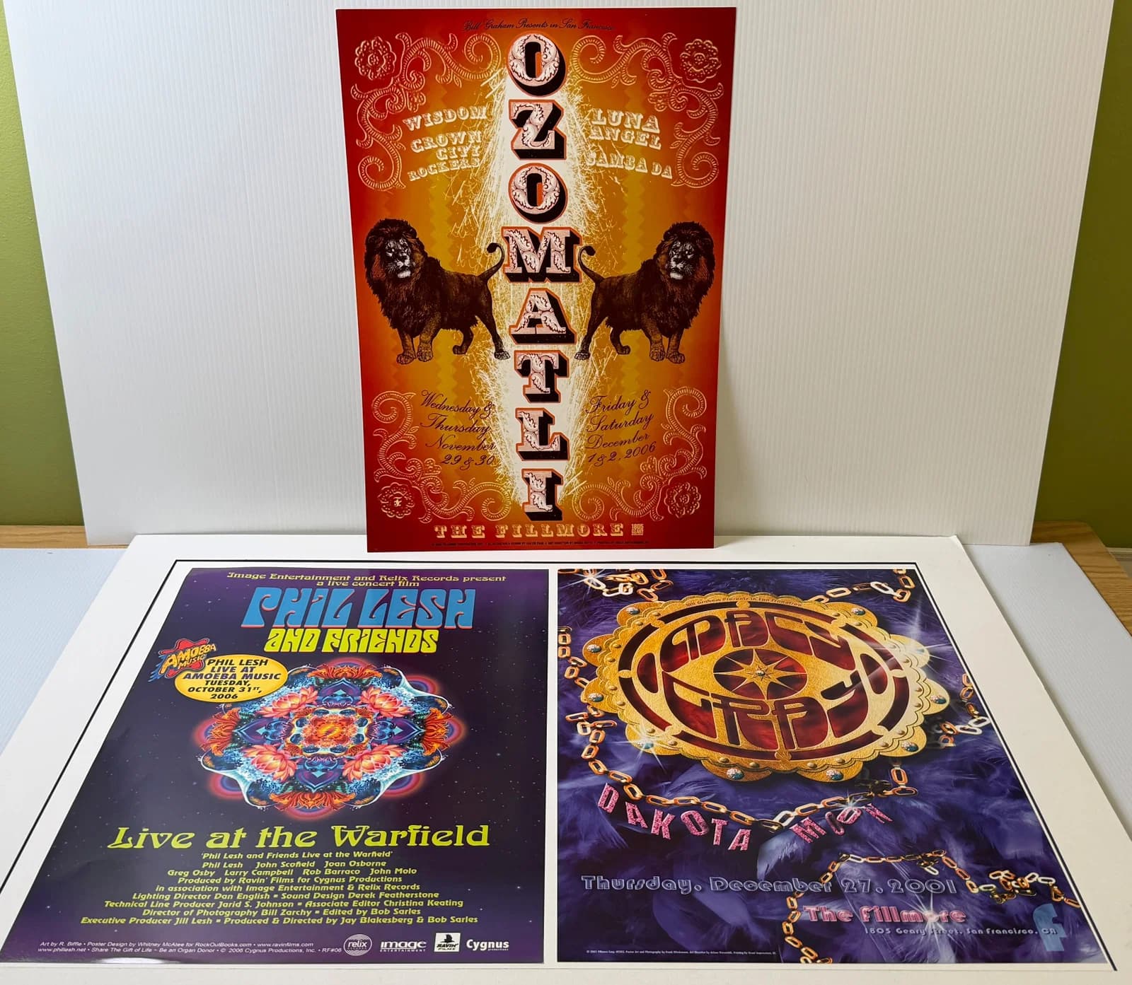 SET OF 3 BILL GRAHAM FILLMORE POSTERS WITH OZOMATLI