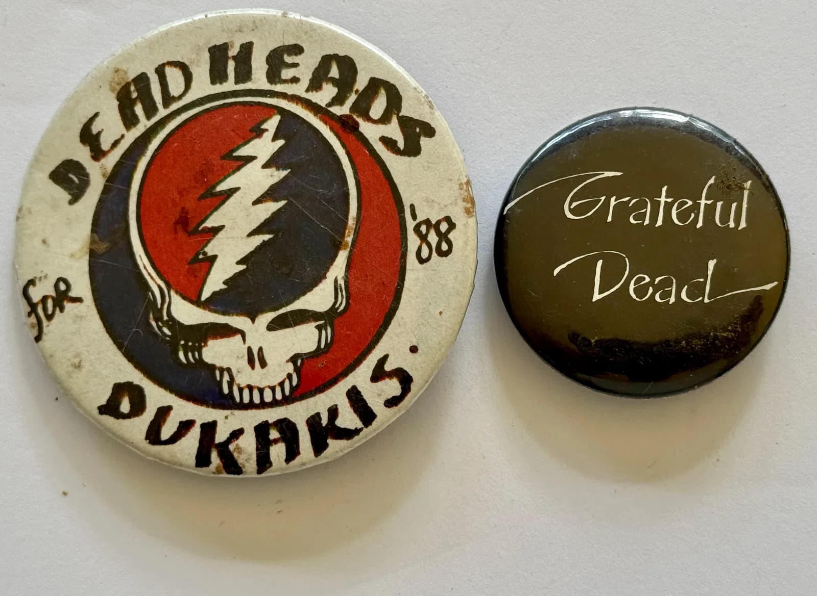 1988 DEADHEADS FOR DUKAKIS BUTTON AND 2ND BUTTON