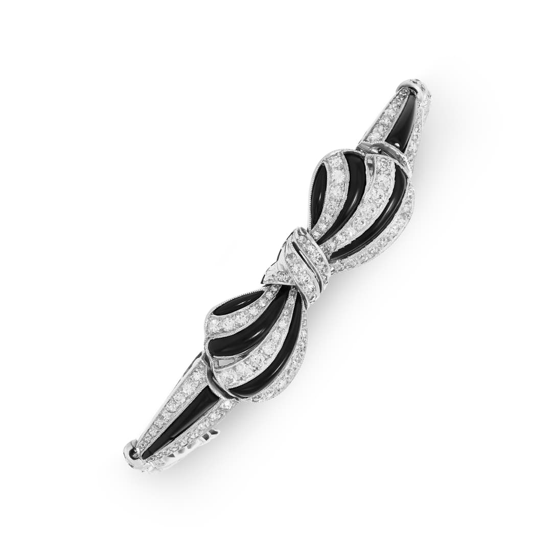Theodore B. Starr Art Deco Onyx and Diamond Bracelet
