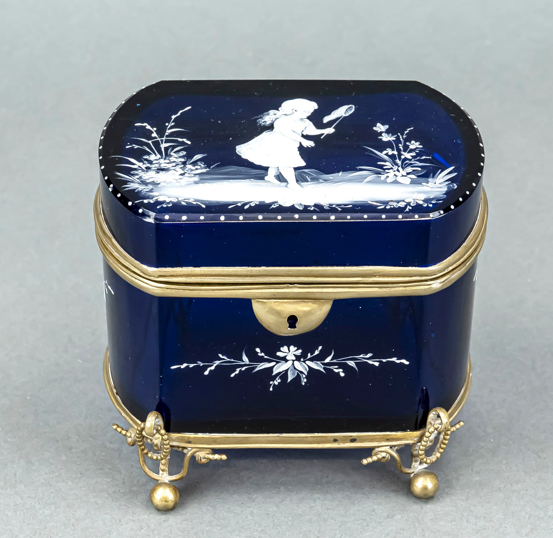 Biedermeier-Deckeldose mit Messingm