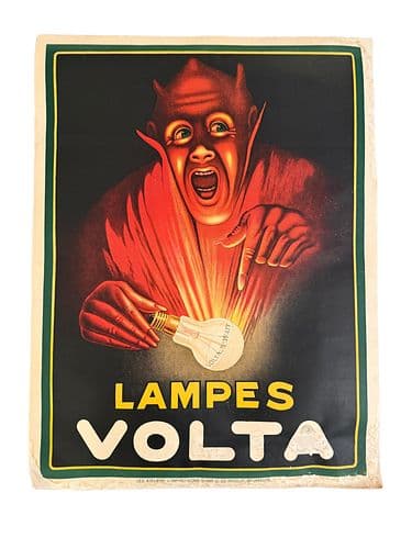 Vintage Philips "Lampes Volt" Advertising Poster with C.1940s