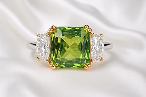 GIA 6.06 ct. Natural Alexandrite & Diamond Ring in Two Tone 18k Yellow