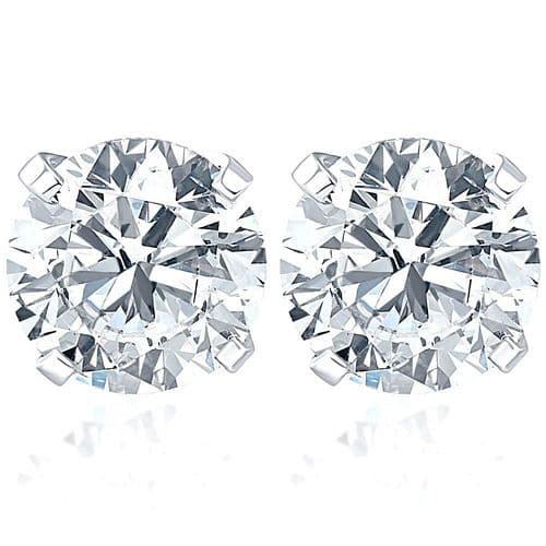 4.00 ct. Natural Round Diamonds Stud Earrings Set in 14k White Gold