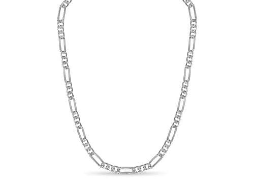 18" Figaro 3+1 Concave Chain in 14K White Gold