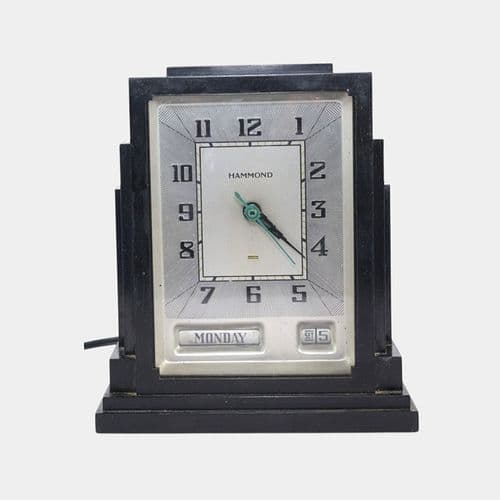 Hammond Clock Co. Chicago1930s Art Deco Black Skyscraper Case Electric