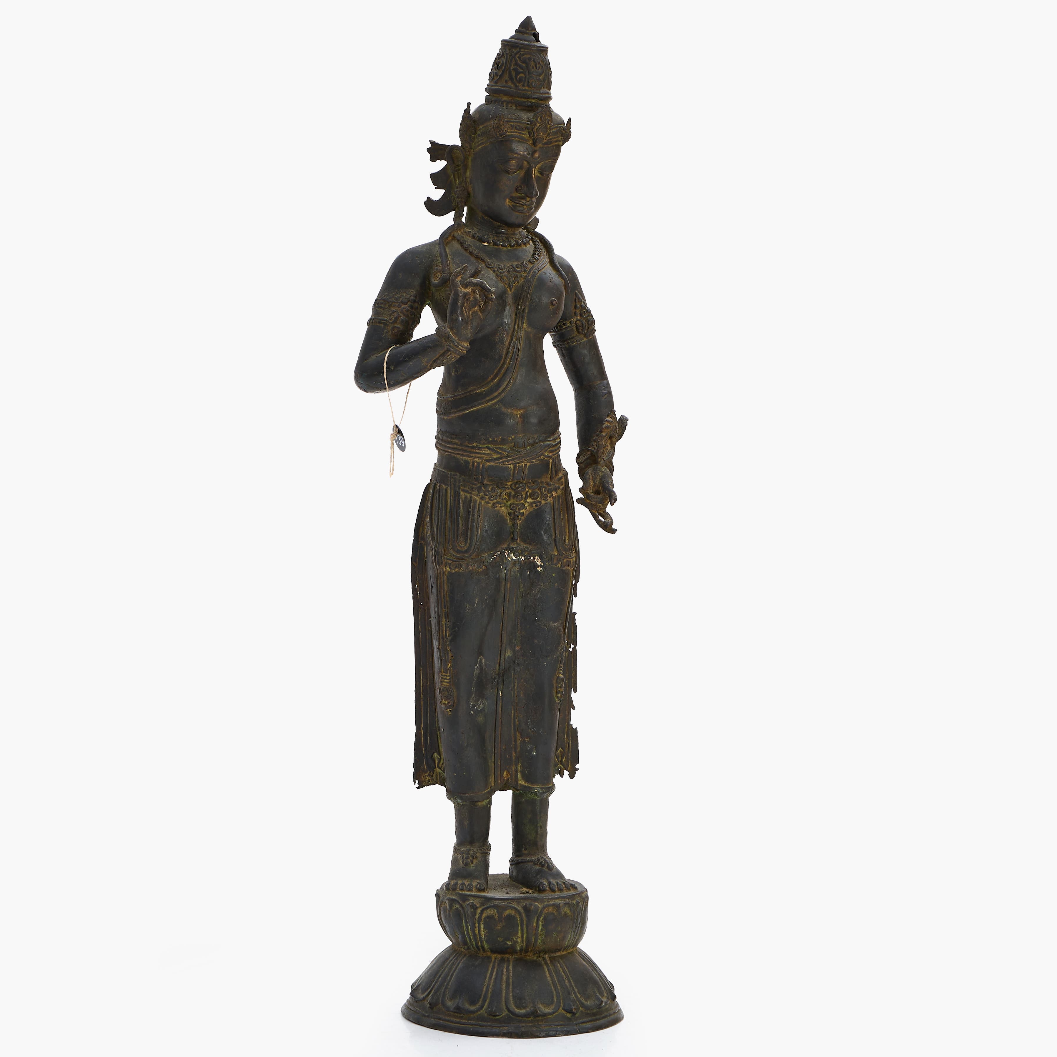 DEWI SRI, Indonesien/Bali. stående på lotusbas, Kopparlegering. 1900-tal.