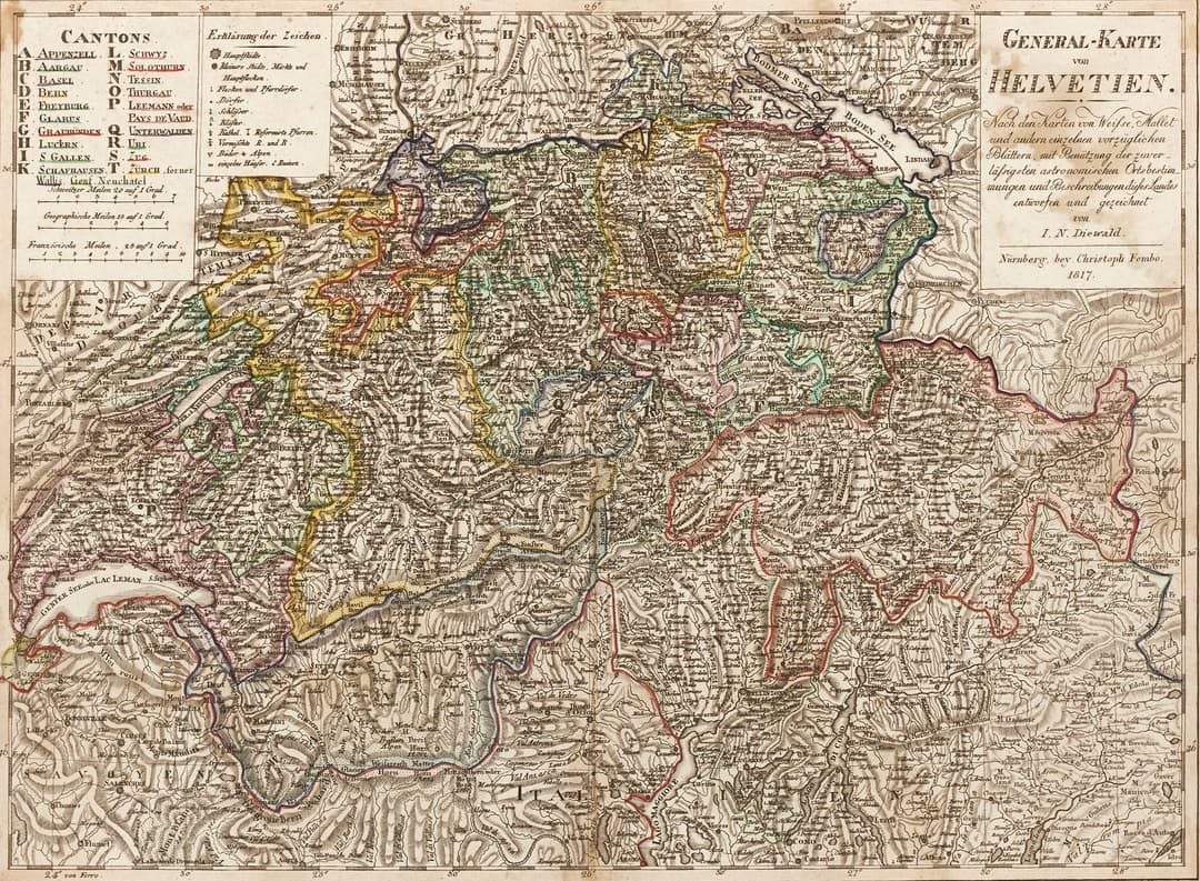 FEMBO, Charte von Ungarn, 1815, och General-Karte von Helveten, 1817.