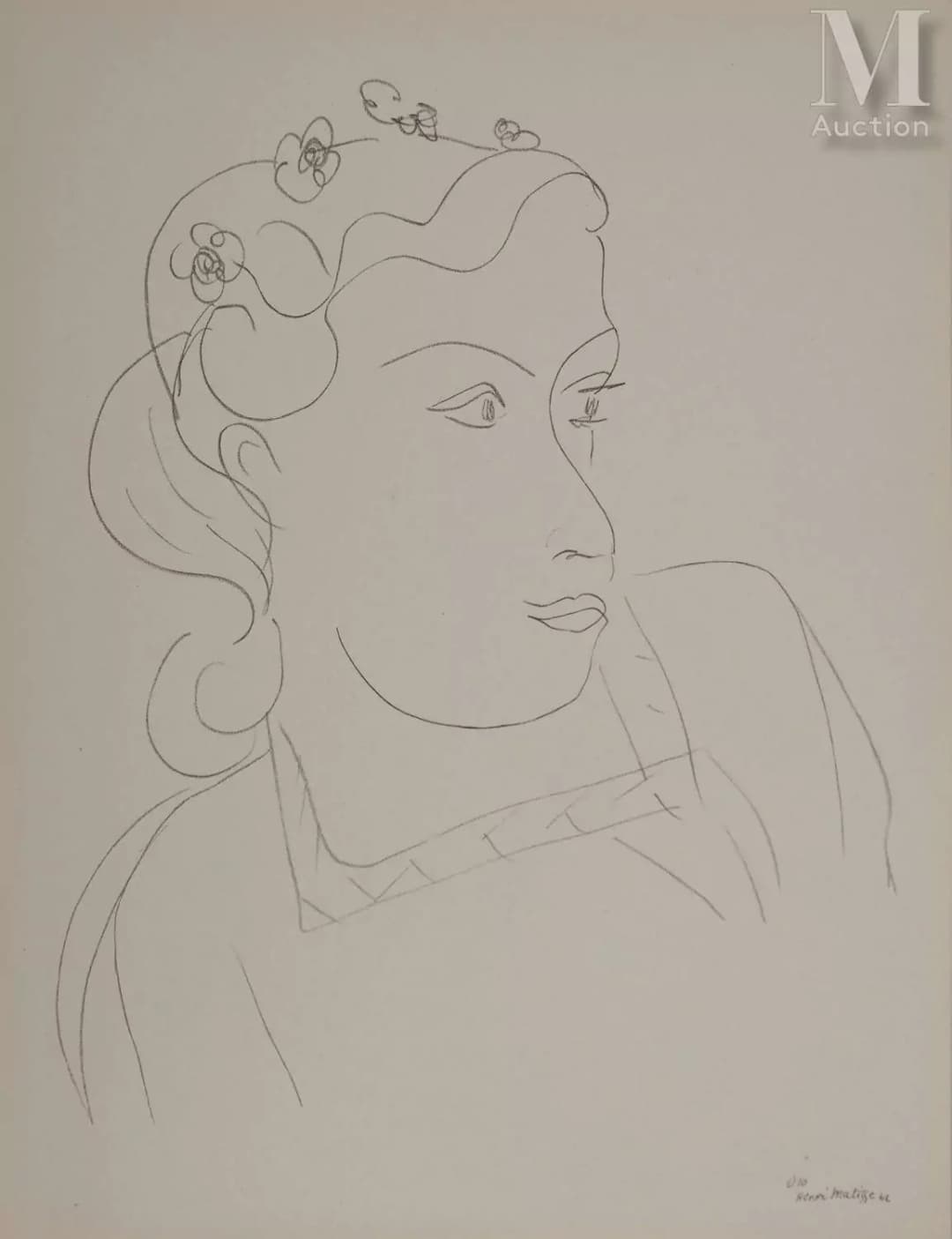 MATISSE Henri (1869-1954) Buste féminin aux fleurs, 1943