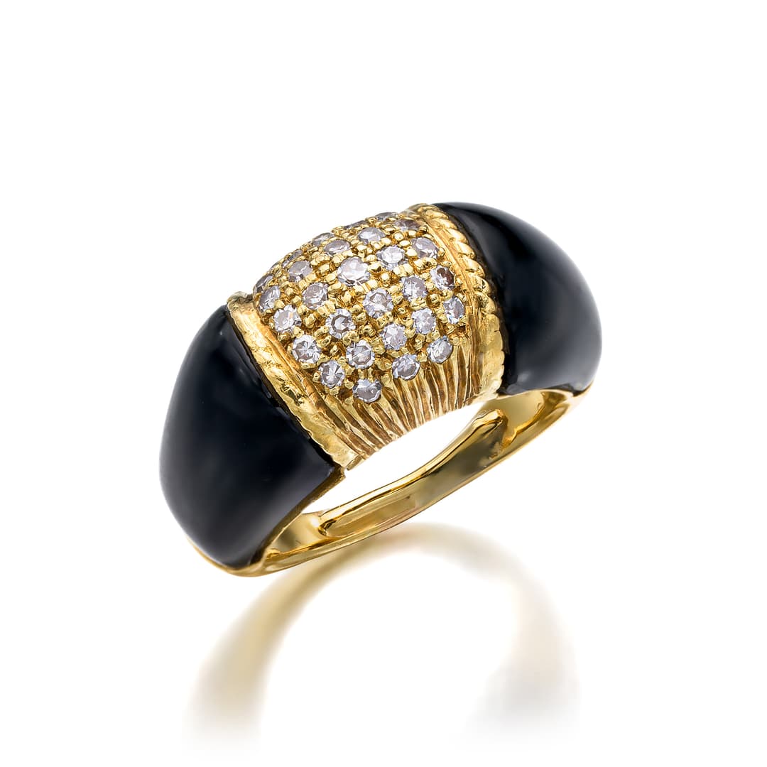 A Diamond, Onyx and Gold Ring, Cartier, circa 1970