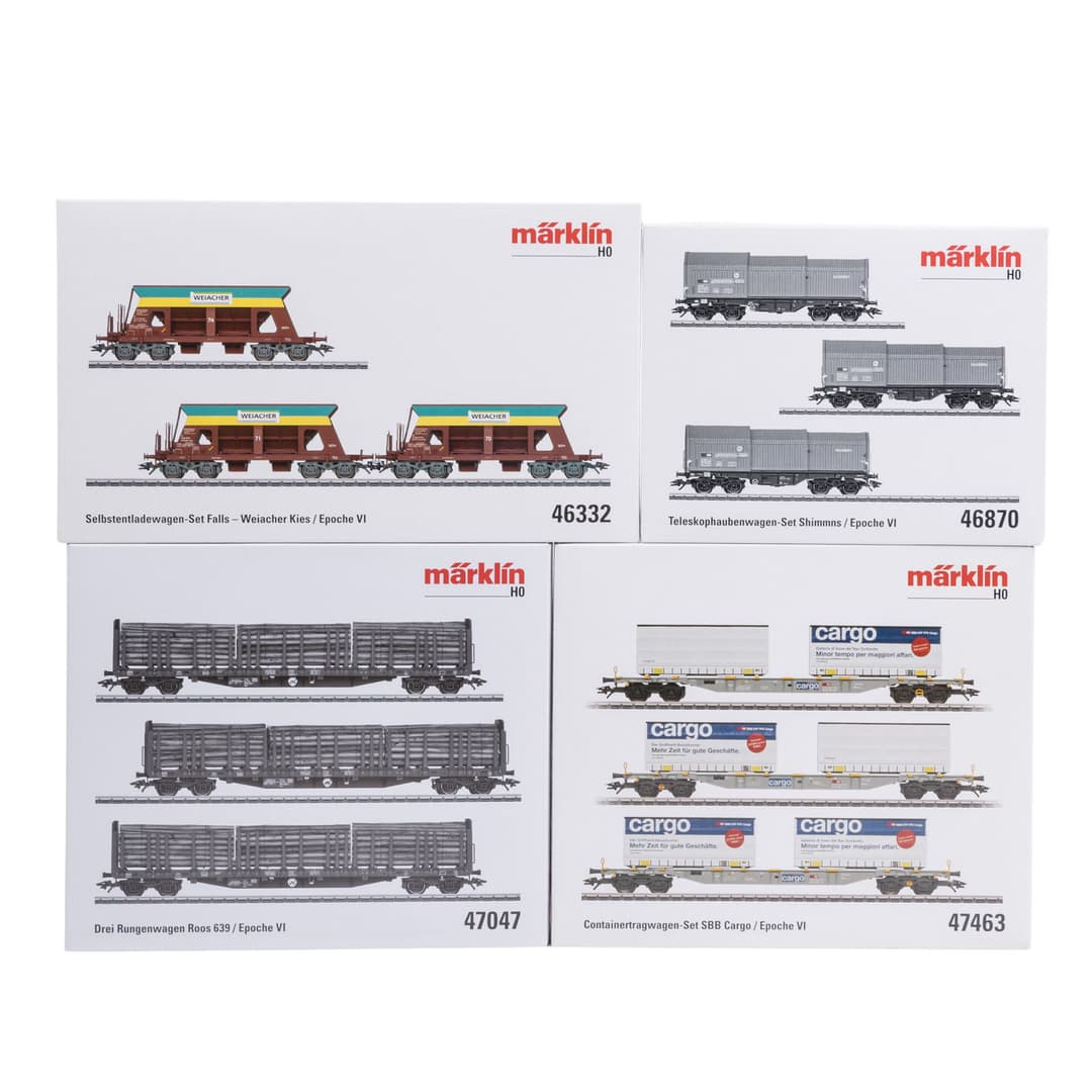 MÄRKLIN Konvolut aus 4 Wagen-Sets, Spur H0