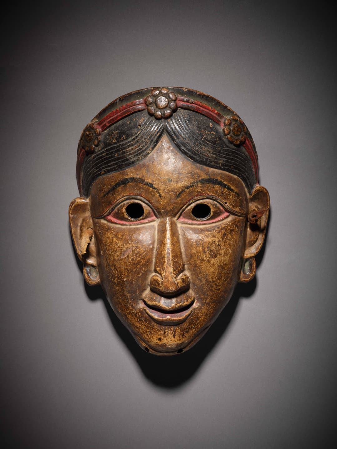 MASQUE EN BOIS POLYCHROME, Tibet, XIXe siècle