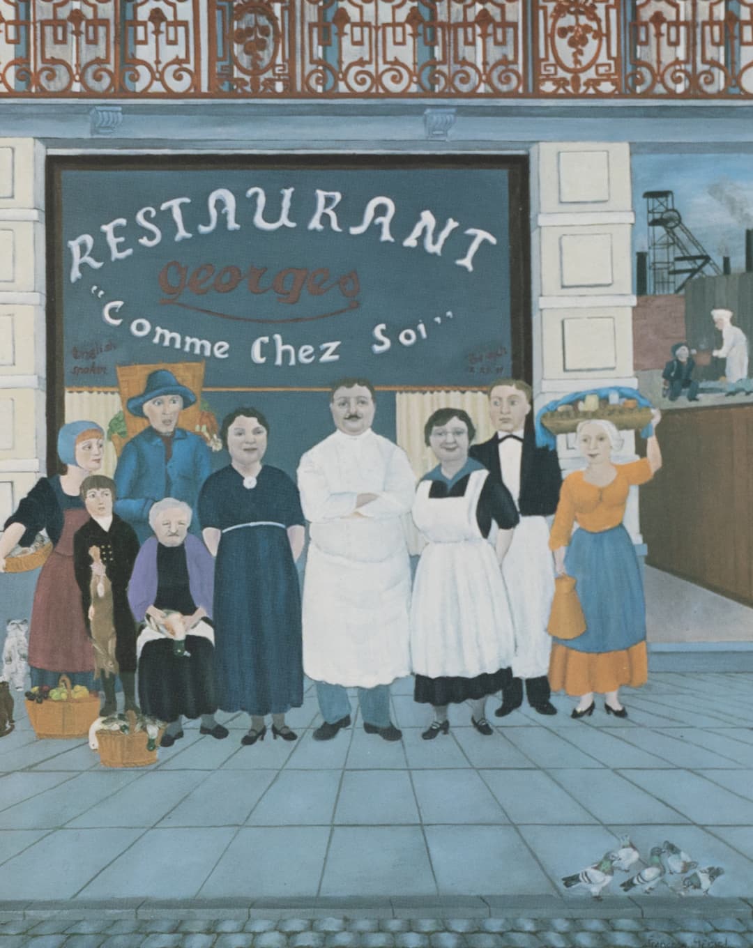 OIDENTIFIERAD KONSTNÄR. "Restaurang Comme Chez Sol", offsettryck