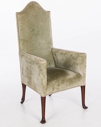 Queen Ann Style Velvet Upholstered Armchair