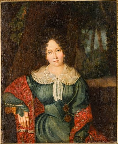 Austrian School, Portrait of Woman with Shawl 19th C