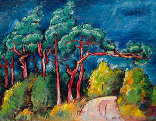 037 Siegfried Berndt "Landschaft" (Windflüchter auf Hiddensee?). Um 1920.