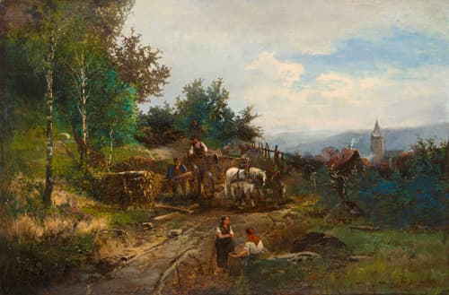 013 Joseph Rummelspacher "Landschaft mit Holzfuhrwerk". 1876.