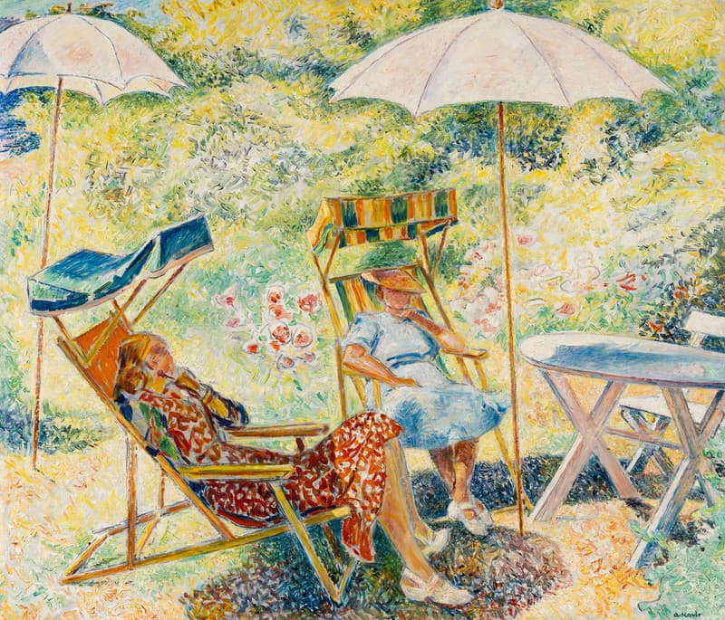 Garden Scene with Two Women - Kavli, Arne(1878-1970)