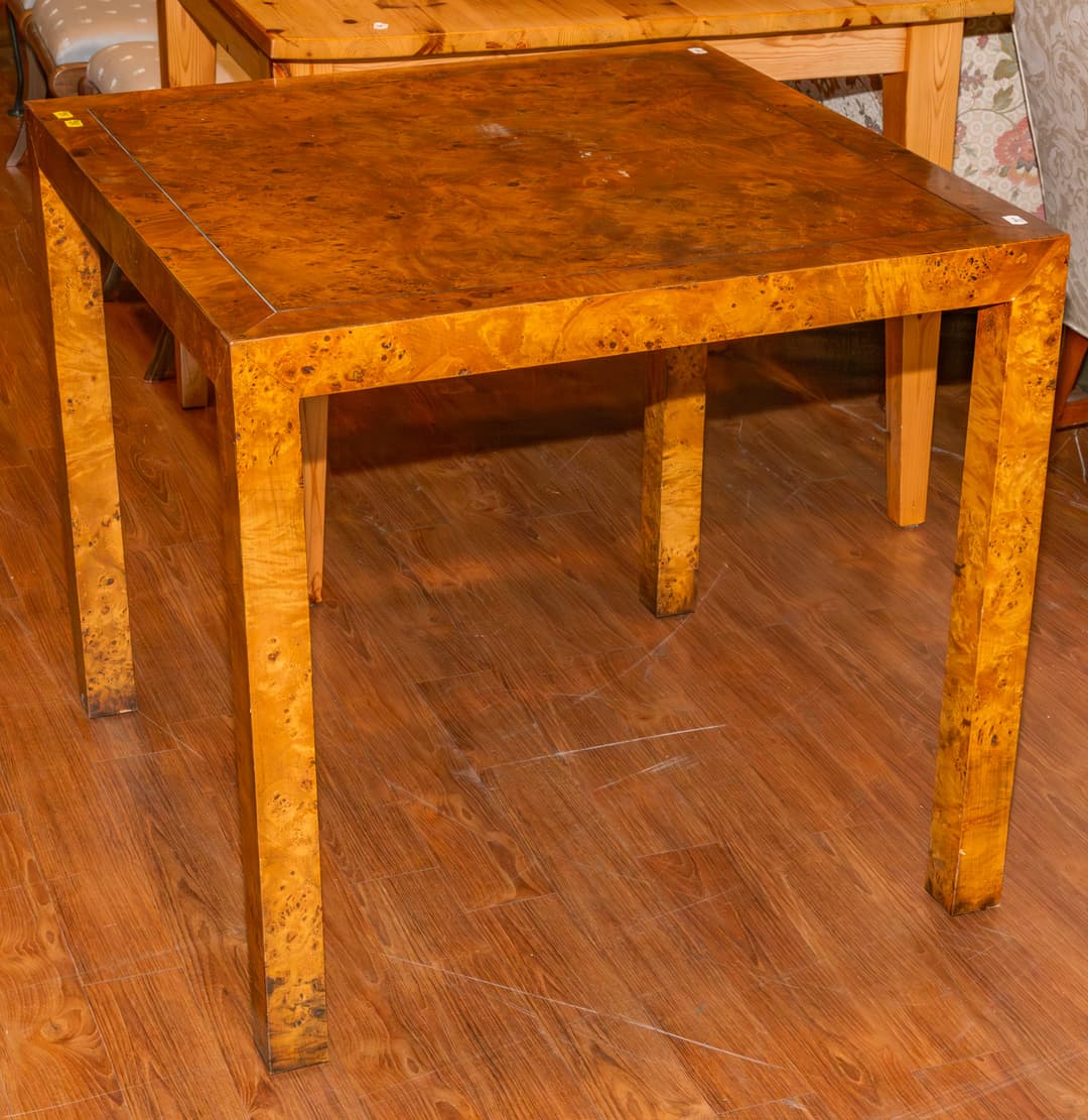 Contemporary Table with Bookmatched Burlwood Top