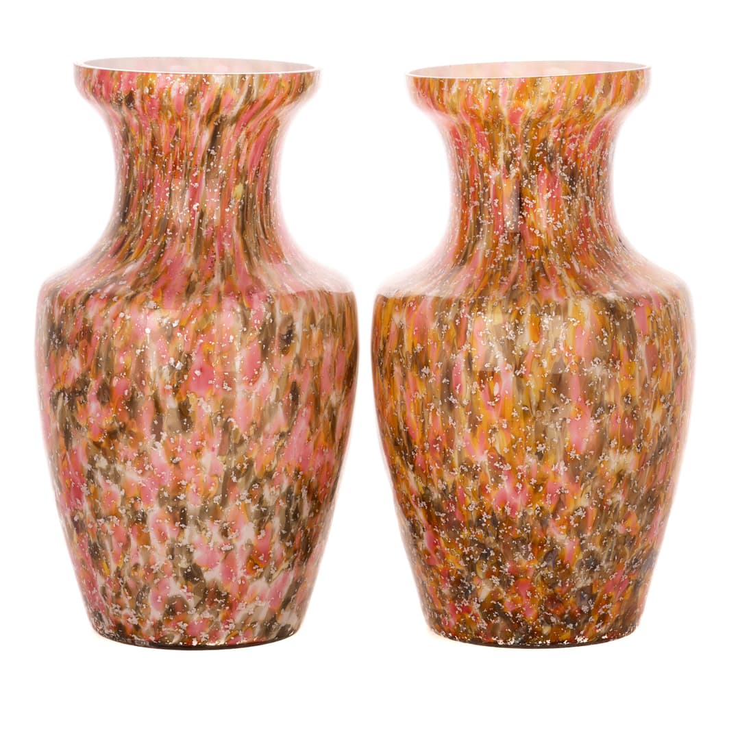 A Pair of Blown, Cased Art Glass Vases