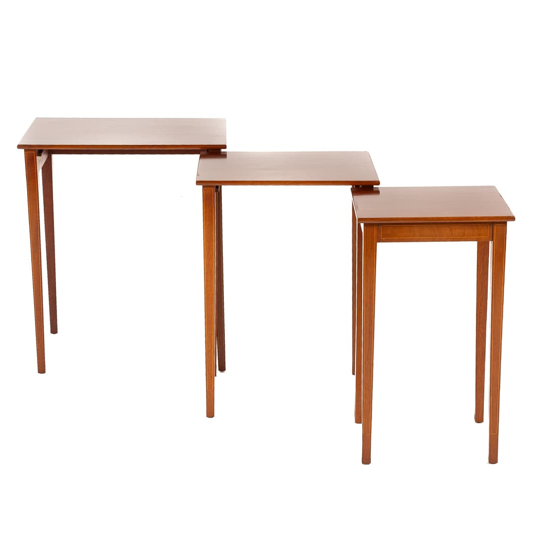 Biggs Inlaid Mahogany Nest of Three Tables