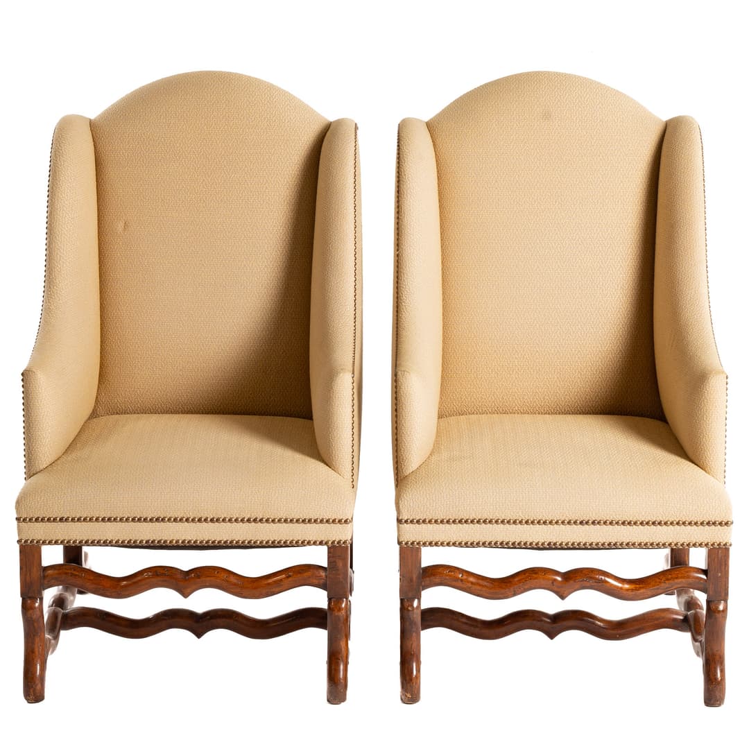 A Pair of Formations Custom Upholstered Wing Chairs