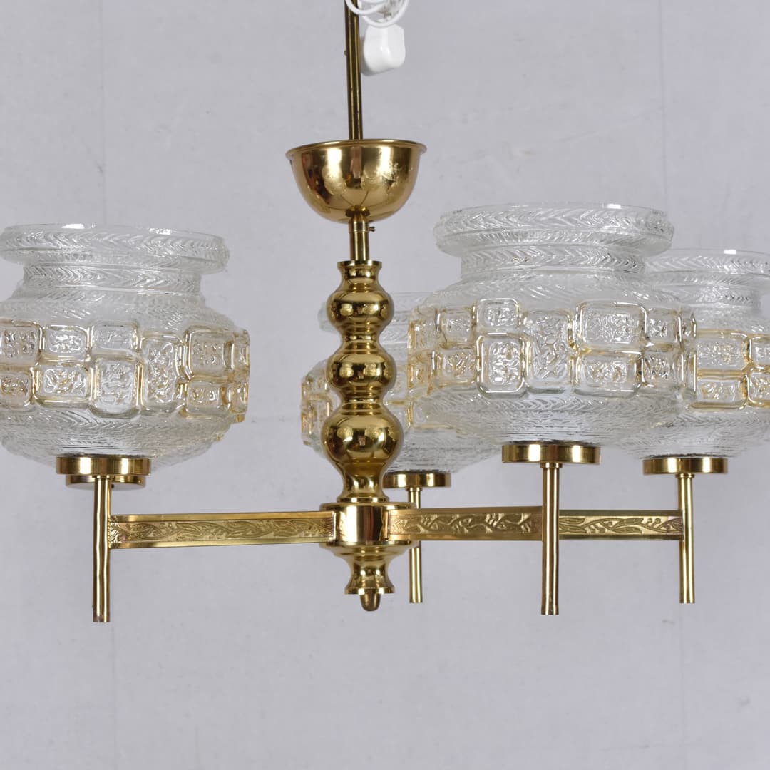 TAKLAMPA, glas, mässing, 1900-tal.