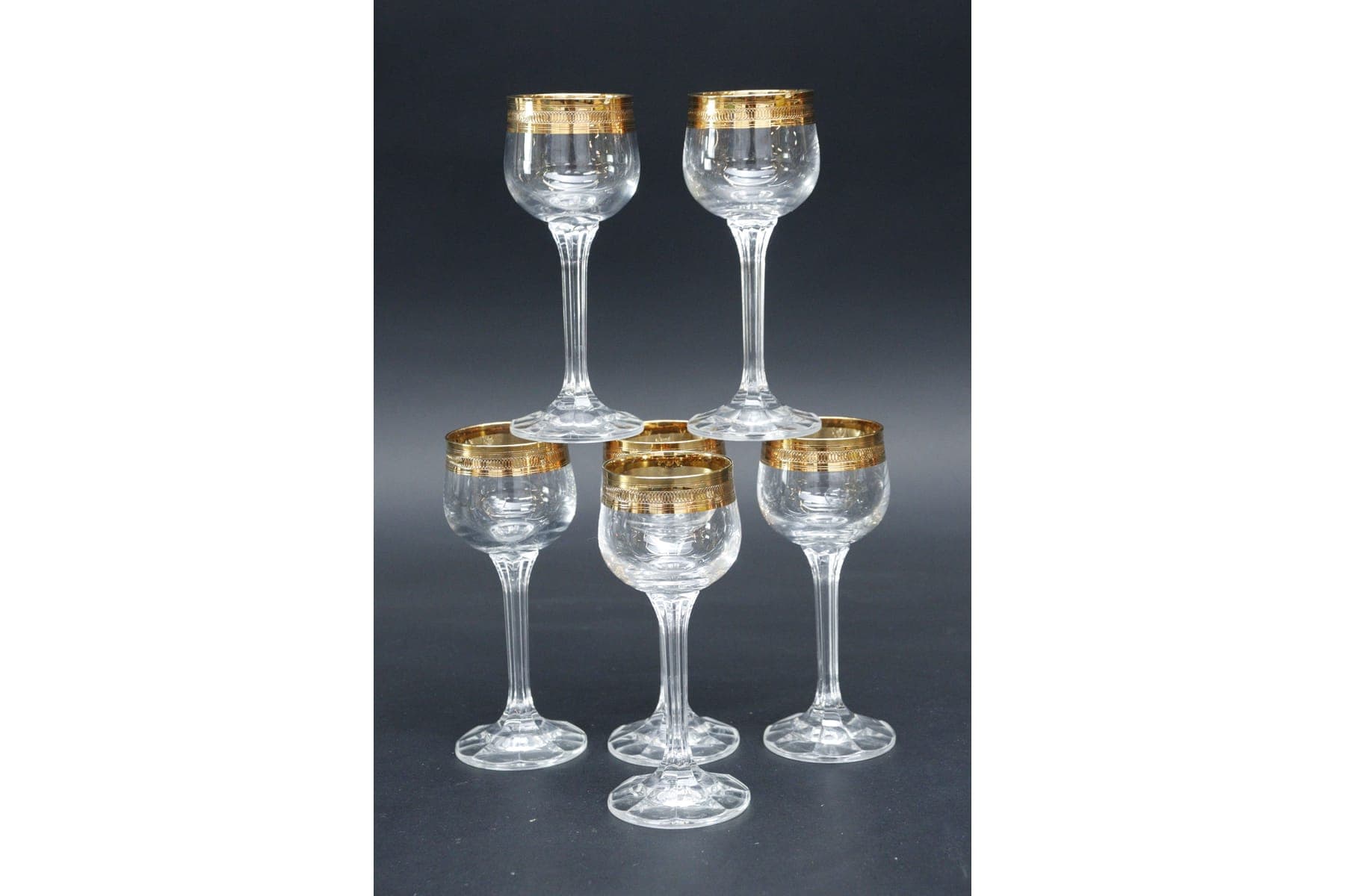 Likörglas, 6st, med guldkant