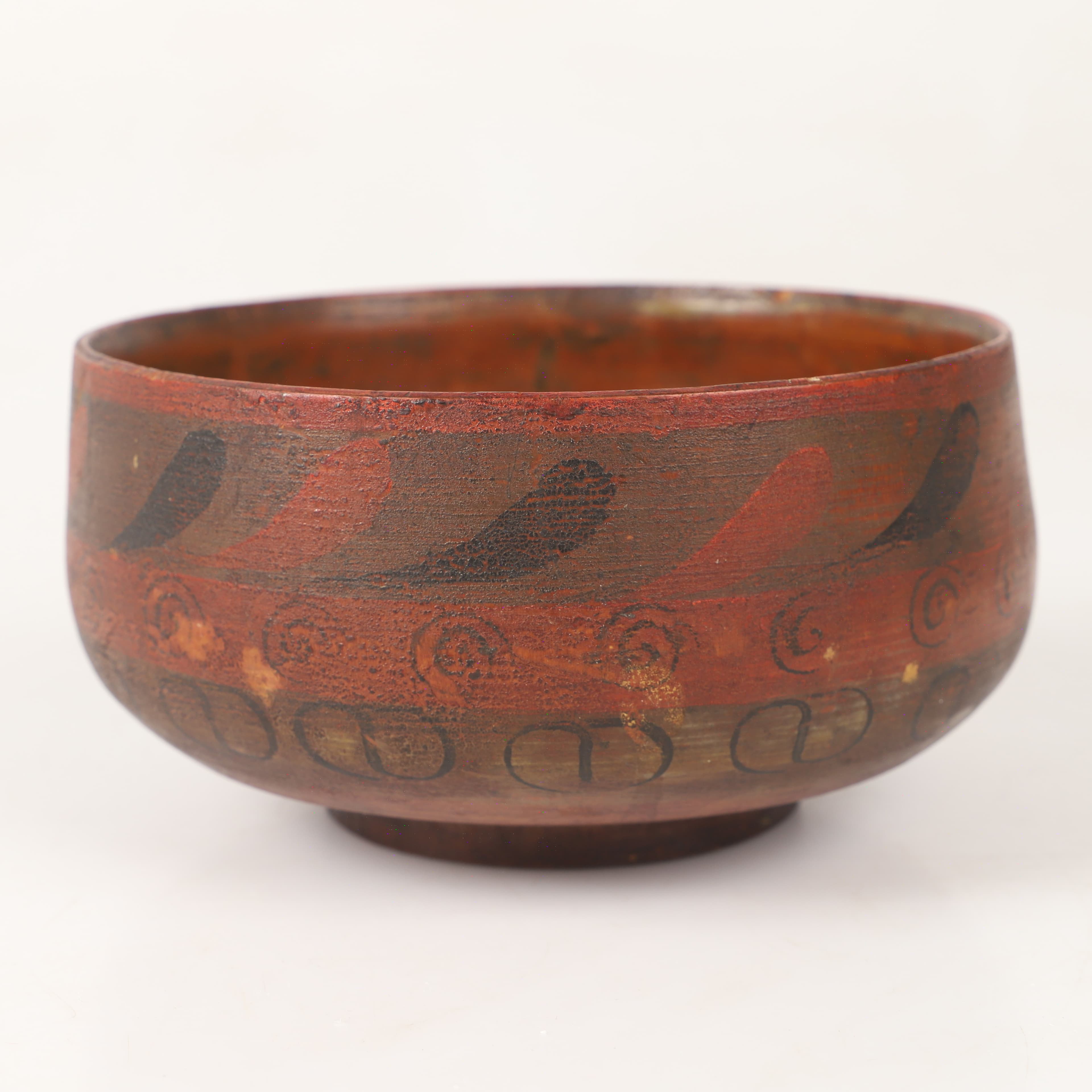 SKÅL, allmoge, målat trä, 1800-tal.