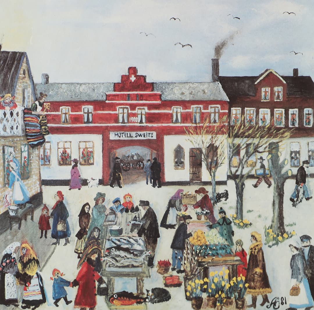ALMA ÖHRSTRÖM. EFTER. Torgmotiv Höganäs, signerat tryck.