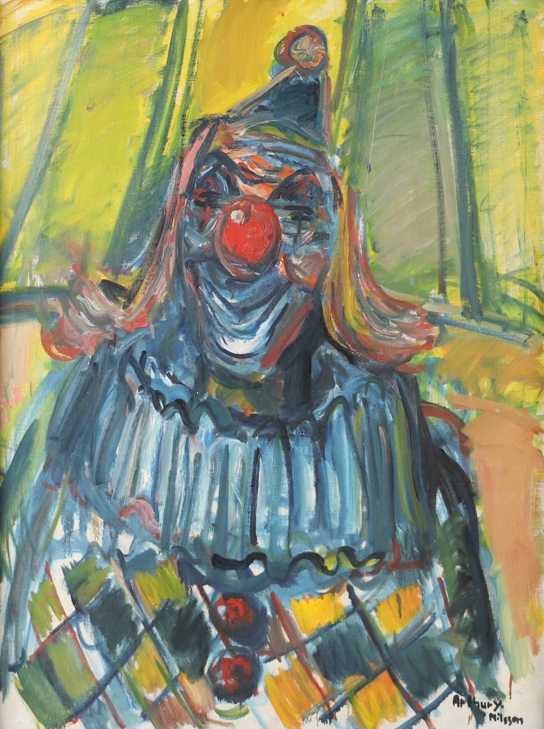 ARTHUR Y. NILSSON. Clown, olja på duk, signerad.