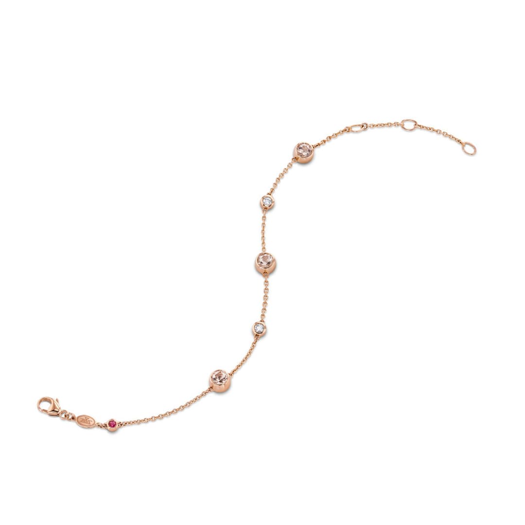 Gübelin, bracelet en or rose, serti de 3 morganites rondes de 1,15